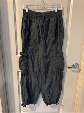 aerie Dark Gray Cargo Jogger Pants with Drawstring